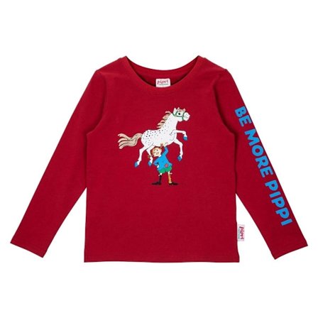 Pippi Langstrømpe Superstark-t-shirt mørkerød