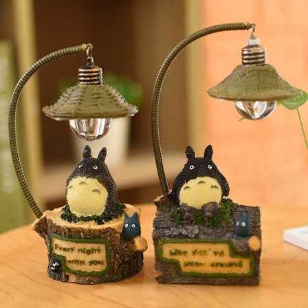 2 stk. træhus Totoro lille natlampe