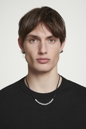 COS Men's Beaded Cord Necklace in Silver-coloured