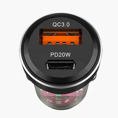 USB A Billaddare Typ C Billaddare 2-Port Snabbladdare Block QC3.0 Snabbladdning Biltelefonladdare DC12-24V