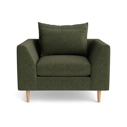 Ofelia Sessel in Boston Grün, moderner Polstersessel für das Wohnzimmer mit hohem Sitzkomfort, Breite 85cm, ästhetisches Polstermöbel