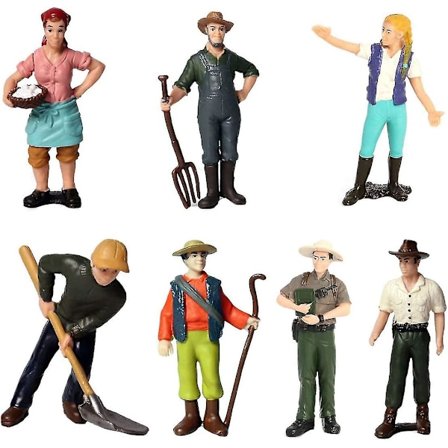3 tum miniatyrfigurer av bondgårdskaraktärer, miniatyrfigurer av människor, bondgårdsvaktare, realistiska manliga och kvinnliga bondefigurer, 