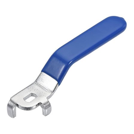 Handtag i järn, krompläterad, ersättning, kvartsvarv med plasthandtag, blå, för DN25 kulventil