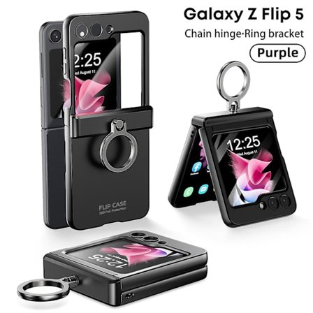 Z Flip 5 Fodral Ringhållare, Fodral Kompatibelt Samsung Galaxy Z Flip 5 Med Skärmskydd & Gångjärnsskydd