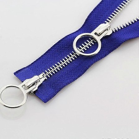 KZQ-5# 70/90cm Metallinen Vetoketju Kaksoisliukuri Pyöreä Rengas Vetoketju DIY Ompelu Vaatteisiin, kuninkaallinen sininen