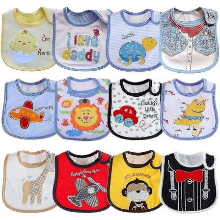 Paket med 12 Baby Vattentäta Haklappar 0 Till 36 Månader 12st-unisex-c