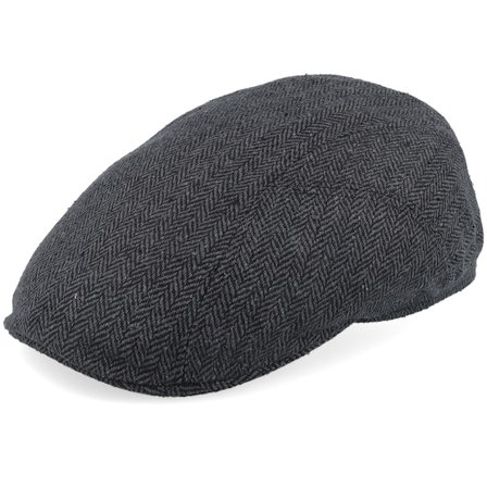 Stetson - Gris flatcap Casquette - Driver Silk Dark Grey Heringbone Flat Cap @ Hatstore