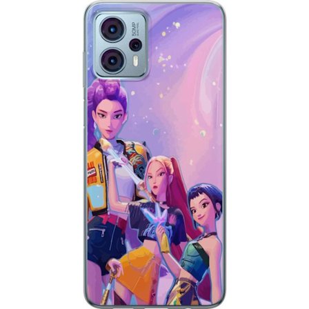 Kompatibelt Mobildeksel til Motorola Moto G23 Futuristiske popdamer i neonfarger med magiske detaljer mot en drømmeaktig galaksebakgrunn