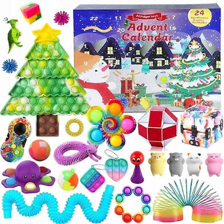 Jul Adventskalender Anti-stress Pop It Fidget Leksaker Gåva