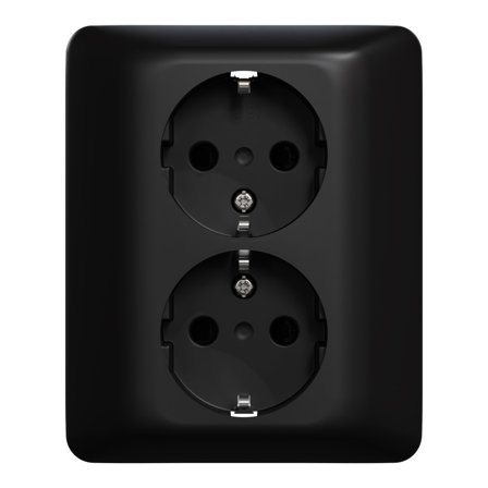Elko EKO40008 RS Stikkontakt 2-veis, innfelt, svart, Strømbrytere & vegguttak