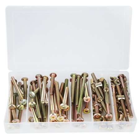 100 stk. M6 Møbelkoblingssett med galvanisert karbonstålskrue og mutter