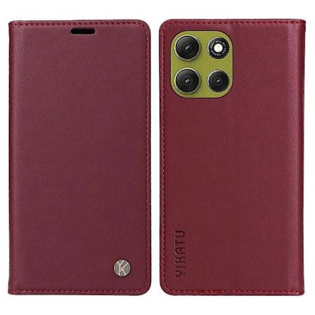 Hot tilbud til lav pris! Kompatibel med Motorola Moto G86 5G/ G86 Power 5G Telefonetui YIKATU Magnetisk Lukning PU Læder Mobilcover Vinrød-Glad