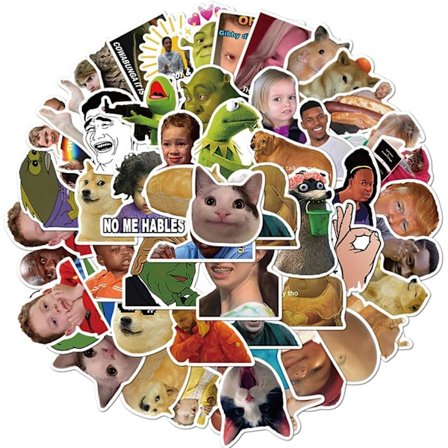 50 stk morsomme meme-klistremerker til vannflasker, bærbare datamaskiner, gitarer, skateboard, hydroflasker, mote, internettkjendis, meme, vanntett, 