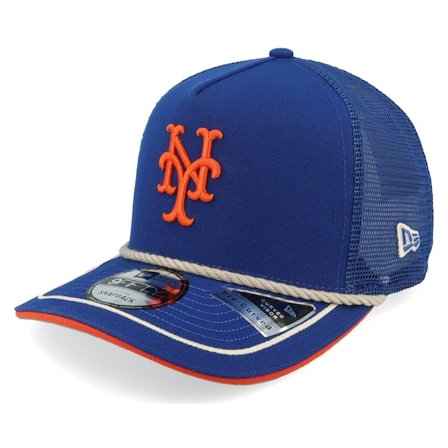 New Era - MLB Blauw trucker Cap - New York Mets Vintage Team Rope 9FIFTY Royal/Orange A-frame Trucker @ Hatstore