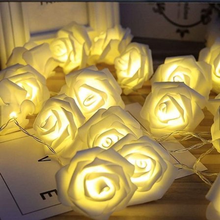 LED-strängros, LED rosa konstgjord rosring fe-lampa, varmvit KLB