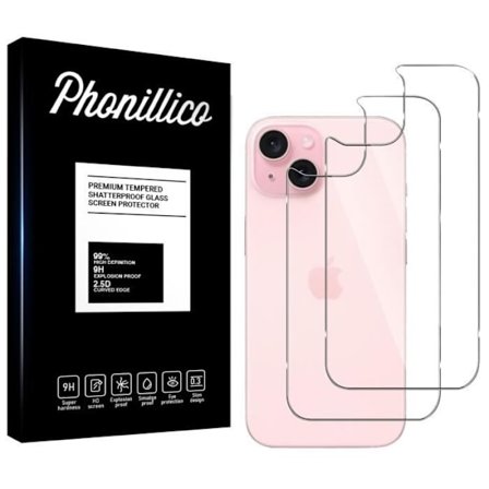 iPhone 15 Takalasi Tempered Glass Film [Pakkaus 2] Phonillico Näytön Suojauslasia