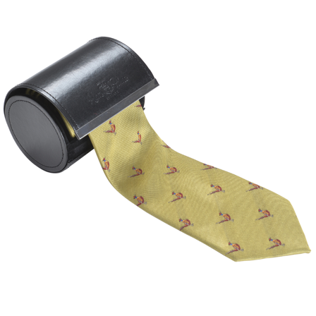 Alan Paine Ripon Silk Tie - Standing Pheasant Gold