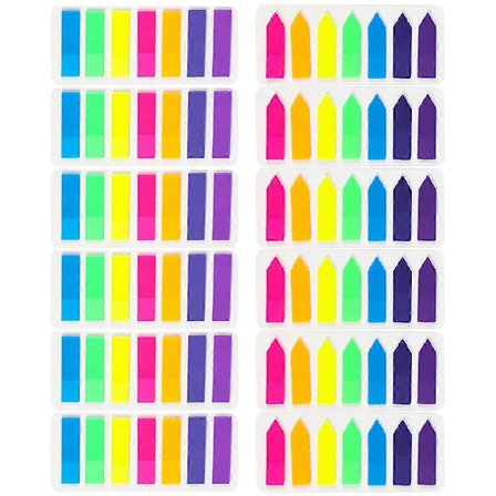 Farvede faner Bogmærker Faner Flagging Læsning Transparent 12,6x5,5cm 12 sæt