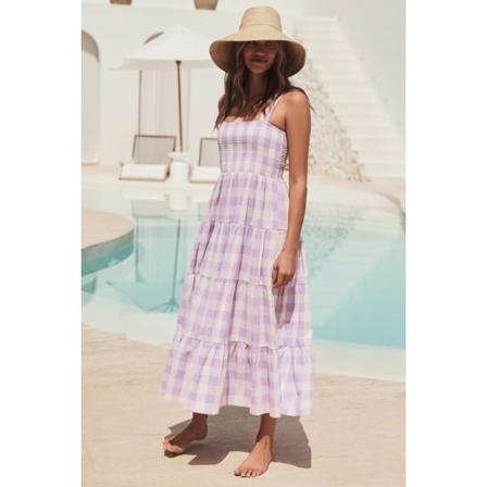 Sommar kvinnors nya ärmlösa Spicy Girl Print Long Strap Dress XXL