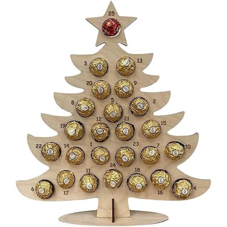 Træ adventskalender, familiehul nedtællingskalender, spisebord, ons