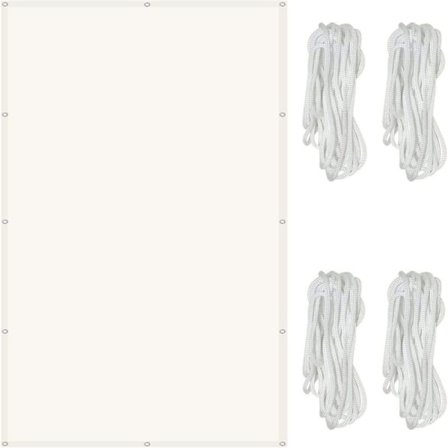 Rektangulær vanntett solseil 2 x 3 m Beskyttelse av 98% lerretsskygge UV-stråler, med 1,5 m snorer for utendørs, hage og terrasse, beige beige, beige