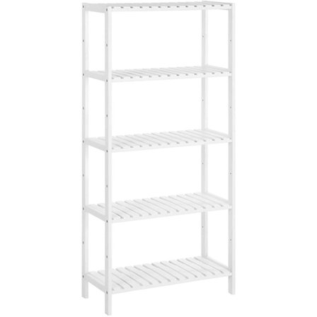 Rootz Badeværelsesskab - Opbevaringsskab - 5 niveauer - Bambus - Højdejusterbar - Hvid - 60 x 26 x 130 cm