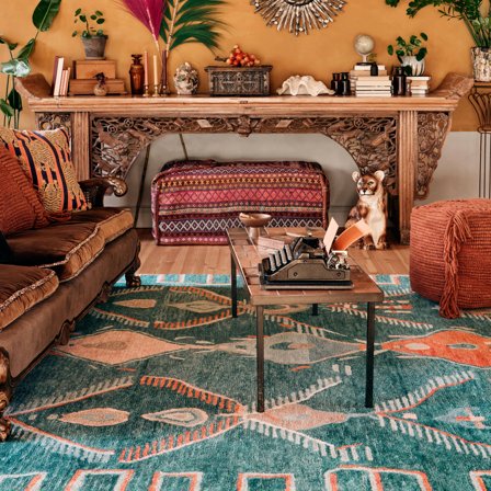 Sprinkle 250X350 Large Green/Multicolor Abstract Wool Rug