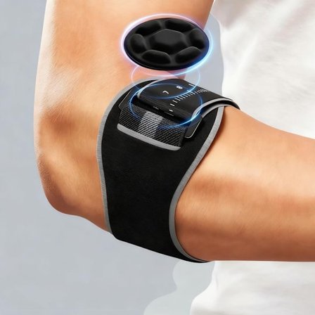 Justerbar albuestøtte til tennisalbue og golfalbue med trykforøgende silikonestrimmel, støttende kompressionsbøjle til mænd og kvinder til sport