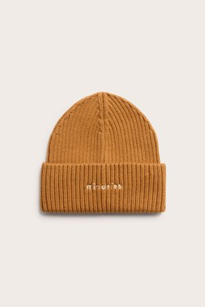 Kappahl | Stickad mössa med brodyr | Brun