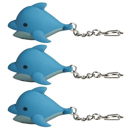 3 stk. Tegnefilm Delfin LED Nøglering Vedhæng Glødende Vedhæng Lavende Lyd Vedhæng