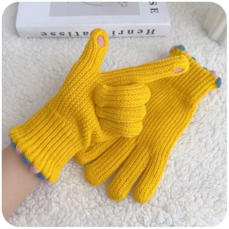 Full Finger Handsker Strikkede Stretch Handsker GUL