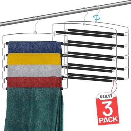 5-vånings byxhängare halkfri med skum 3-pack platsbesparande byxhängare för män och kvinnor jeans byxhängare för garderob byxor multihängare byxställ