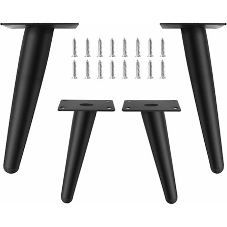 Møbelben, DIY møbelbeslag, skrå kegle metal møbelstøtteben sofa ben skab ben bordben, sort (10 cm) KLB