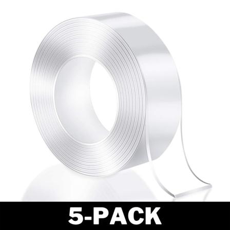Återanvändbar Nanotejp Dubbelhäftande Transparent 1 M 5-pack