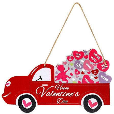 Onnellisen 'S' päivän puinen kyltti Vintage-kuorma-auton sisustus Ovikyltti Seinäkoristeet Ystävänpäivään, Häihin