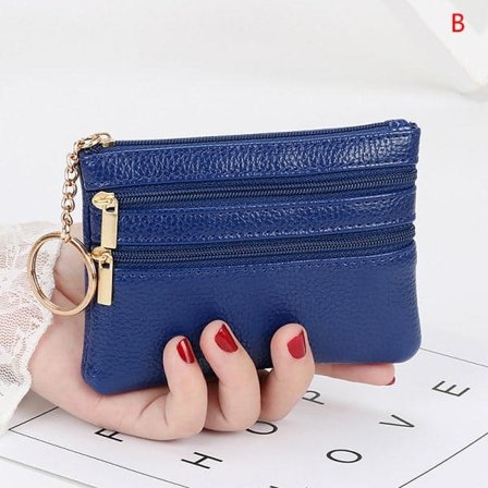 PU-nahkainen naisten vetoketjullinen kolikkokukkaro avaimenperä korttikotelo BB