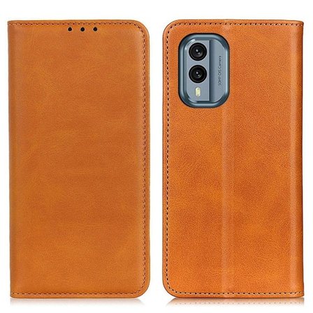 Lompakko-style Aitoa Nahkaa Läppäkotelo For Nokia X30 - Ruskea