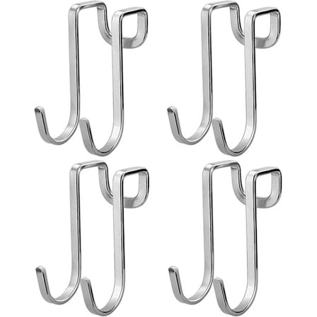 Rustfrit Stål Dørkrog Frakke Stativ Kroge Med Dobbelte Kroge Hængende Frakke Kroge Sæt Af 4 Frakke Stativ Dør Uden Hul Til Badeværelse Køkken 