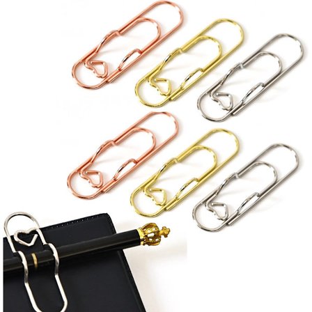 binders - 6 stk. binders klemme design blyantholdere holder binders hjerte lukking klips 3 farger skole hjem chic_yu