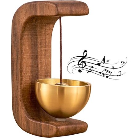 Vindklokke - Magnetisk vindklokke - Dørklokke i tre - Butikkbjelle i tre - For åpning av dører (Mørkebrun)