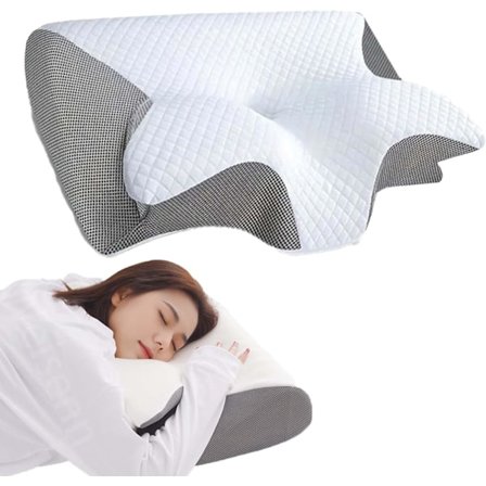Ortopædisk pude/Memory Foam nakkestøtte - Åndbar, lindrer nakkesmerter, egnet til alle sovepositioner (Grå)