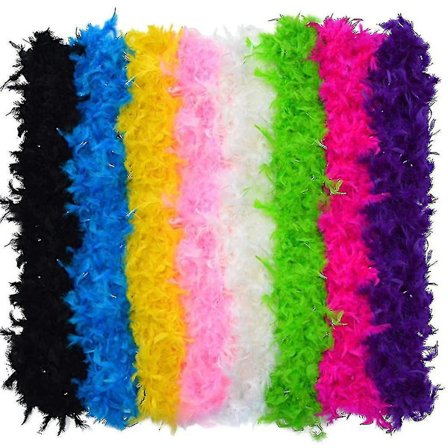 8 stk. assorterte farger fjærboaer, kvinner jenter kle seg ut boa, Mardi Gras boa kostymefest tilbehør