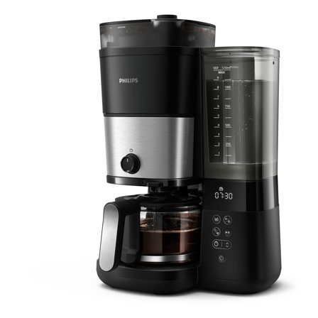 Philips All-in-1 Brew Kaffetrakter m/ innebygd kvern HD7900/50 (sort) 1.25L, rustfritt stål, LED skjerm, smart dosering, dobbel bønneholder