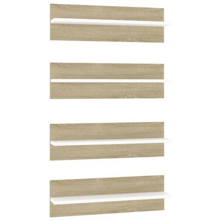 Vidaxl Vägghyllor 4 St Vit Och Sonoma-ek 60x11,5x18 Cm Konstruer Vit