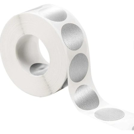 300 stykker 2,5 cm skrabelodsmærkater runde etiketter (sølv)