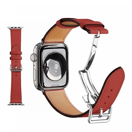 ægte læder sølv spænde rem til Apple Watch Series 6 / 5 44mm - lysebrun