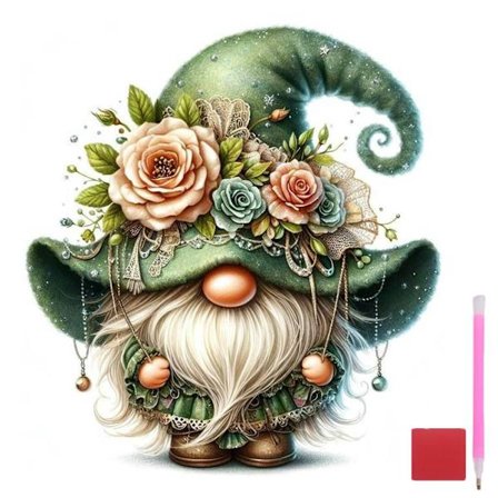 Gnome Diamant Maleri Sæt til Voksne, 5D DIY Diamant Kunst Sæt til Begyndere, Fuld Runde Bor Diamant Prikker Ædelstens Kunst til Hjemmevægsdekoration 