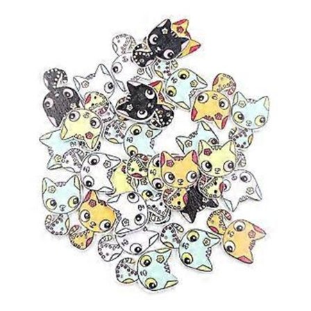 50 kpl Sarjakuva Eläinkuvio Puiset Napit DIY Litteä Sarjakuva Kissanapit 2 Reikää Ompelu Askartelu Scrapbooking Litteät Napit (Sekavärit)