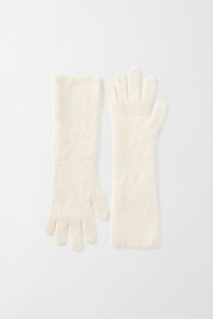 Soft Goat - Brushed Gloves - Cashmere gloves - One Size - Feather White