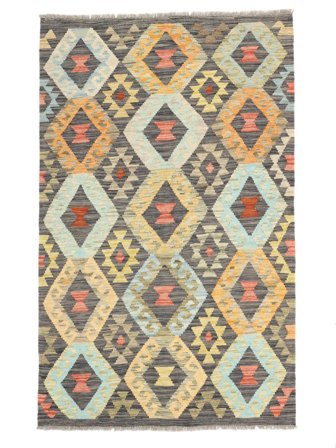 Kelim Afghan Old Stil Teppich Handgewebt 102X158 Braun/Grün